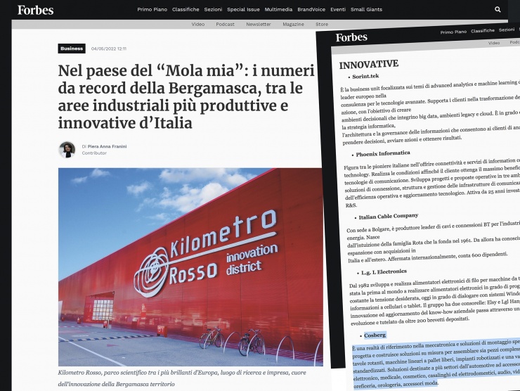 FOR THE FORBES MAGAZINE, COSBERG IS AMONG THE 