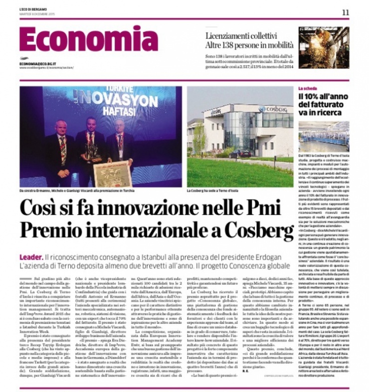 Cosberg wins international IMP3rove Award 2015